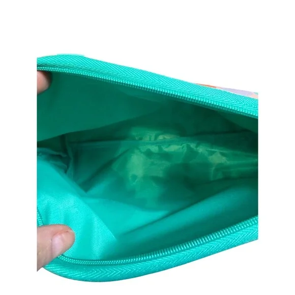 Stella & Max Women Cosmetic Bag Teal Dogs Cats Polka Dot Makeup Pouch - Picture 3 of 4